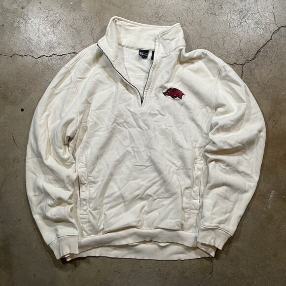 Colosseum Athletics Other - Arkansas Razorbacks Hoodie Mens Medium Tan College Football Quarter Zip